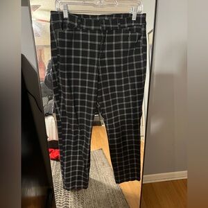 High Rise Plaid Dress Pants (Black)